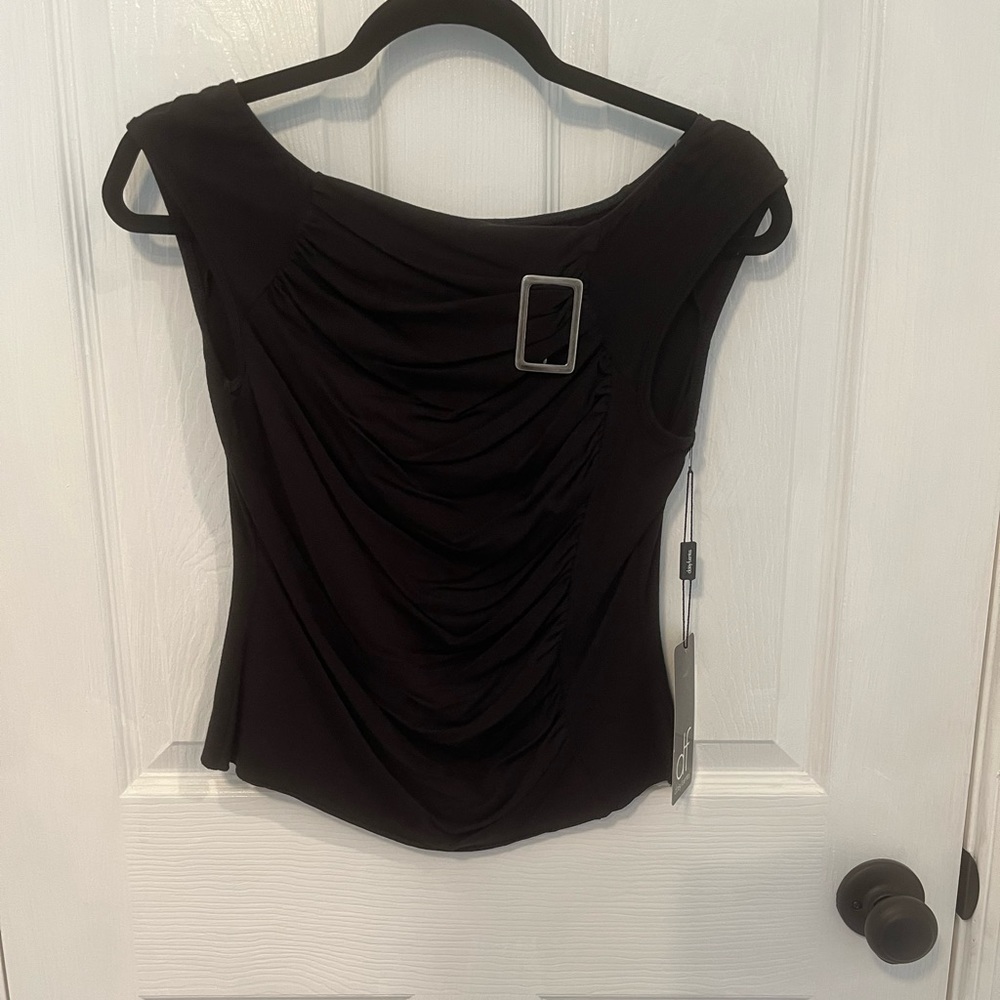 Black Buckle Off the Shoulder Top